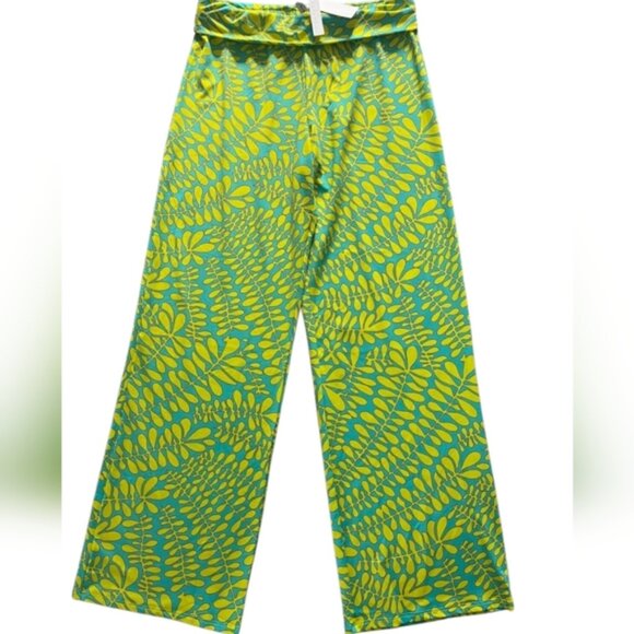 TRINA TURK TRELLIS COVER UP SWIM PANTS, Vibrant Green and Yellow Pants Size Medi - Picture 1 of 8